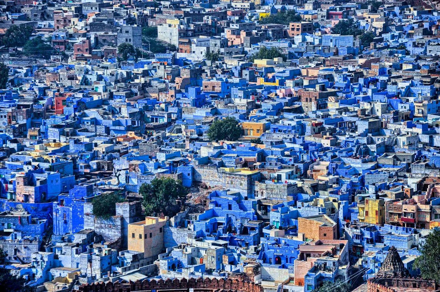 The blue city from above